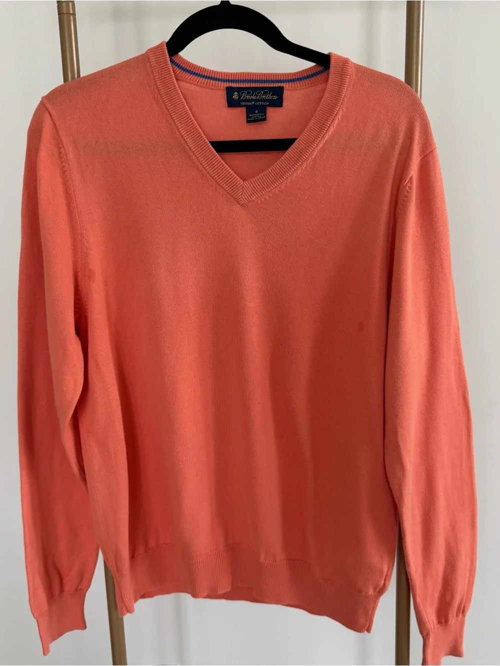 Brooks Brothers Coral V-Neck Pullover Sweater